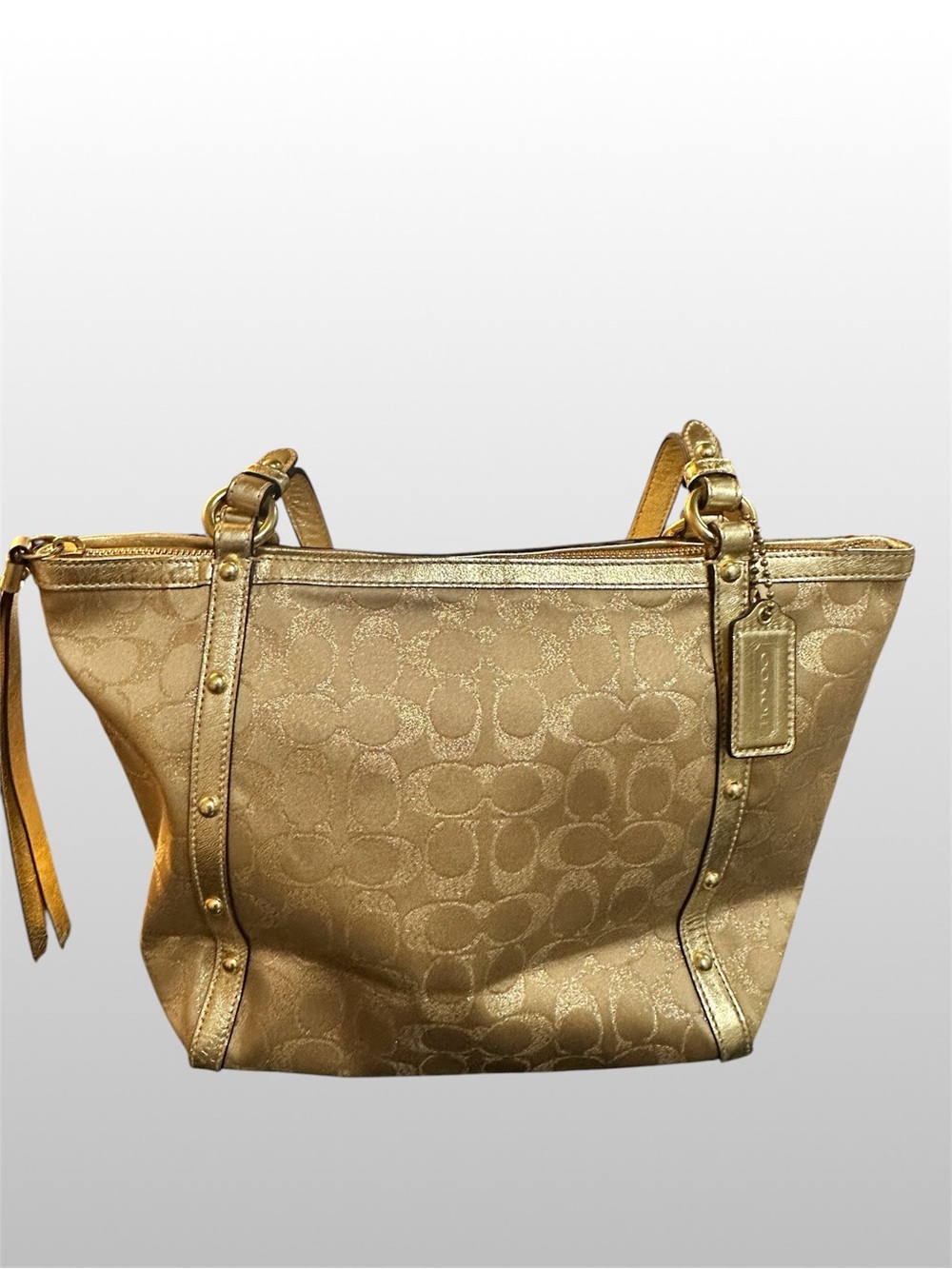 Coach Signature Metallic Gold Jacquard Signature Tote